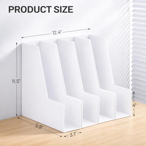 CiWiVOKi Vertical Magazine File Holder, 4 Pack, White