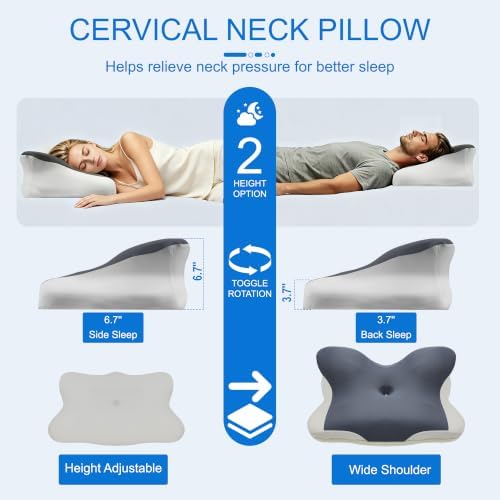 Cervical Neck Pillow, Ergonomic Support Contour Memory Foam Pillows