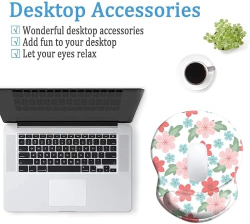 Ergonomic Mouse Pad with Wrist Support, Pain Relief Comfort Wrist Rest Pad with Non-Slip PU Base for Gaming, Home, Office & Travel (Colorful Flowers)