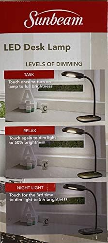 SUNBEAM Flexible Neck LED Desk LAMP Adjustable Light Energy Star Black