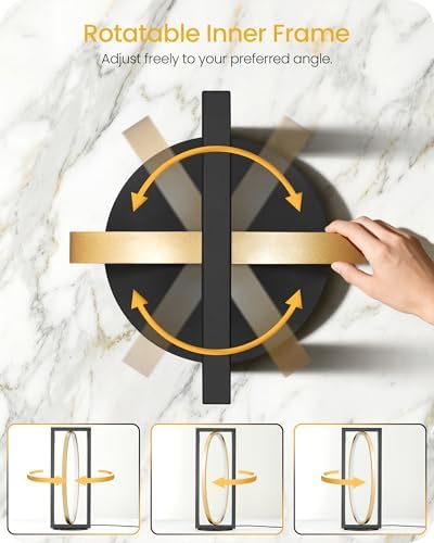 Modern LED Table Lamp, Dimmable Minimalist Bedside Lamp, 3 Color Temperatures, Angle Adjustable, Cute Desk Lamp, Nightstand Lamp for Living Room, Bedroom, Office, Black and Gold D62TL05