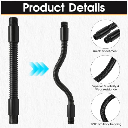 2PCS 5.9" Gooseneck Tubing Flexible 5/16" Male thread Alloy Steel Metal Arm Universal Bendable Extension Hose for DIY Lamps Microphone Stands Inspection Cameras