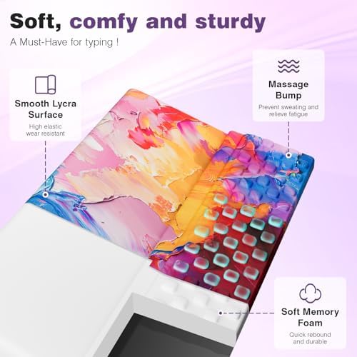 Ospelelf Keyboard Wrist Rest, Ergonomic Memory Foam Wrist Support for Typing & Gaming, Tilted Keyboard Pad, Aesthetic Desk Accessories for Office, Relief for Carpal Tunnel & Wrist Pain, Multicolored