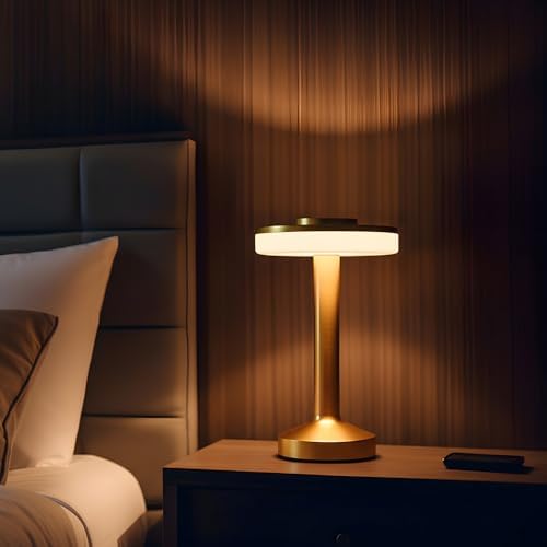Riakrum 1 Pcs LED Cordless Table Lamp Bulk Rechargeable,Gold