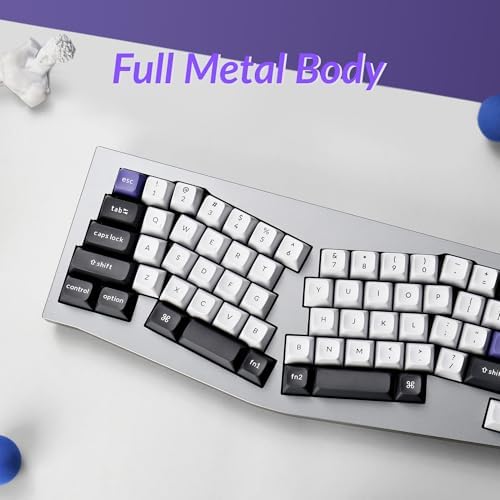 Keychron Q8 Pro Full-Metal Wireless Custom Mechanical Keyboard, 65% Alice Layout Bluetooth/Wired, QMK/VIA, Hot Swappable, 1000 Hz Polling Rate, RGB Backlit for Mac Windows Linux-Grey