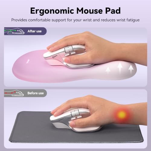 TECKNET Ergonomic Mouse Pad with Wrist Rest, Smooth Surface & Non-Slip Base