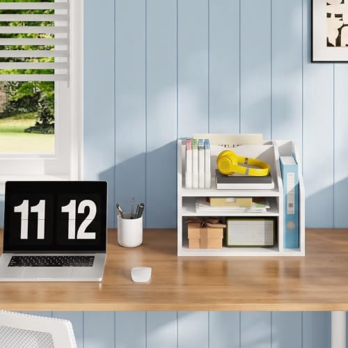 CHOEZON Wooden Desk Organizer, File Organizer with Adjustable Partitions
