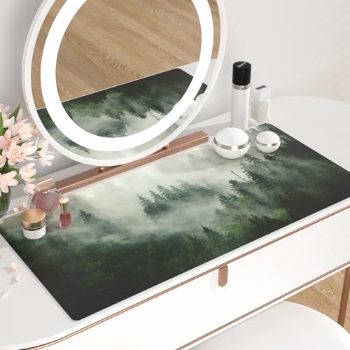 QIYI PU Leather Large Mouse Pad, Waterproof Desk Mat, 31.5" x 15.7", Forest