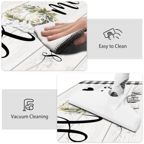 MAYHMYO Black White Checkered Kitchen Mats for Floor,Anti Fatigue Cushioned