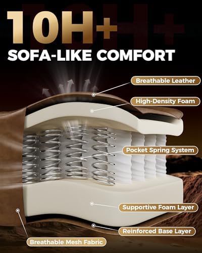 GTPLAYER Big and Tall Gaming Chair with Footrest, Ergonomic Office Desk Chair with 4.4in Thick Cushion and Wide Wingless Seat, Comfortable Leather Computer Chair, Predator Series, Rustic Brown
