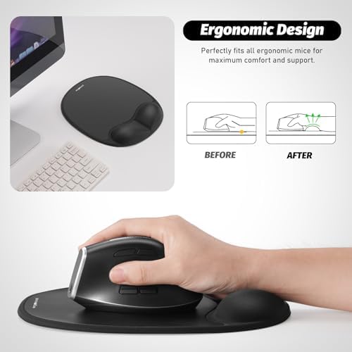Mouse Pad with Memory Foam Wrist Rest for Vertical Mouse