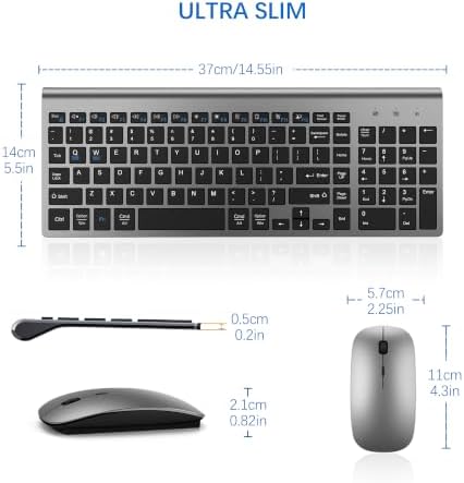 Wireless Keyboard and Mouse Ultra Slim Combo with Dual System - Gray Black