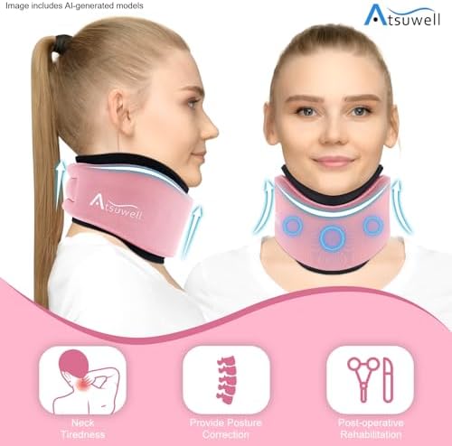 Atsuwell Ice Pack Neck Braces for Neck Pain and Support, Pink