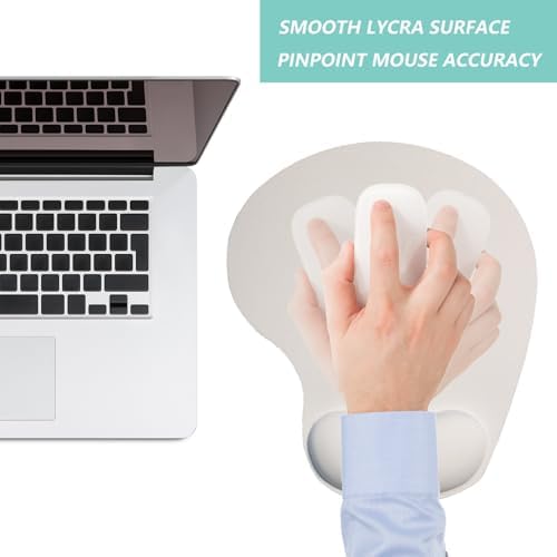 Mouse Pad with Wrist Support, Ergonomic Mouse Pads with Memory Foam Wrist Rest, Easy Typing Pain Relief, Comfortable Home Office Computer Wrist Support Pads for Working Studying Gaming, White