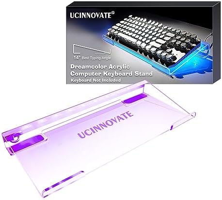 UCINNOVATE RGB Acrylic Computer Keyboard Stand, LED Backlit Keyboard Stand Tray, 75% 80% Gaming Keyboard USB Interface Titled Keyboard Stand for Easy Ergonomic Typing and Working Office Desk, Home