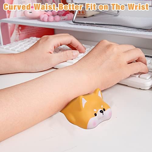 Small Wrist Rest Mouse Pad, Mini Cute Ergonomic Cartoon Mousepad Memory Foam Design Animal Shape Wrist Support Pillow Rest Cushion Mat for Office Computer Laptop(Shiba Inu)