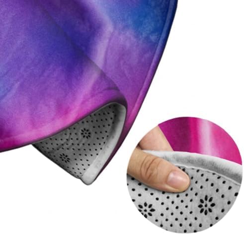 Large Home Decor Mat, Soft Round Yoga Carpet, Non Slip Machine Washable Kitchen Office Circle Rug Purple Rainbow Bisexual Pride Flag Art
