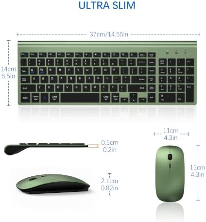 Wireless Keyboard and Mouse Ultra Slim Combo with Dual System - Green Black