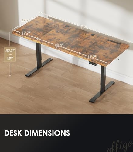 OffiGo 79" Executive Electric Standing Desk Height Adjustable, Rustic Brown