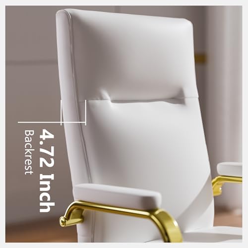 GXJ White and Gold Office Chair with Memory Foam Seat, Computer Desk Chair