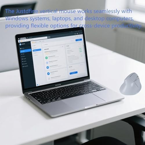 Wireless Ergonomic Vertical Mouse - Silent Clicks, Comfortable Grip & Carpal Tunnel Relief - Ideal for Office Work, Home Use & Multi-Device Compatibility (Blue)