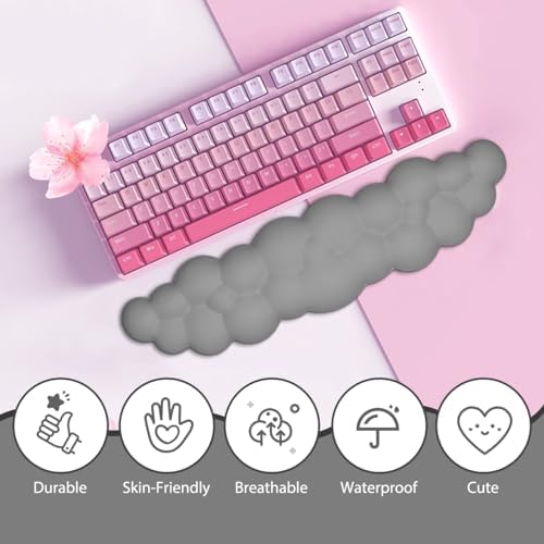 JIKIOU Upgrade Leather Cloud Wrist Rest for Keyboard and Mouse & Cup Pad