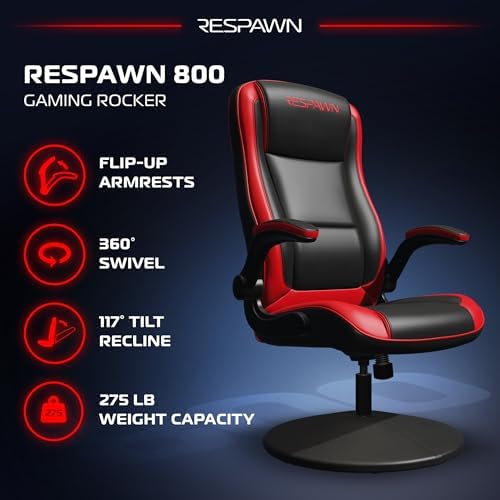 RESPAWN 800 Console Rocker Gaming Chair, Swivel Seat with Lumbar Support