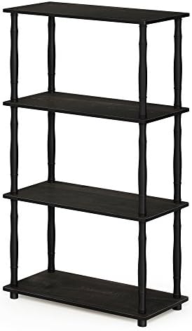 Furinno Turn-N-Tube 4-Tier Multipurpose Shelf Display Rack, Classic Tubes, Espresso/Black