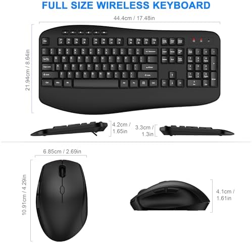 EDJO Wireless Keyboard and Mouse Combo, USB Plug & Play (Classic Black)