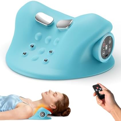 Neck Massager with Heat & Vibration 3 Level Adjustable, Heated Neck Stretcher with 6 Modes, Rechargeable Cervical Traction Device for Pain Relief & Muscle Relaxation, Gift for Women Men