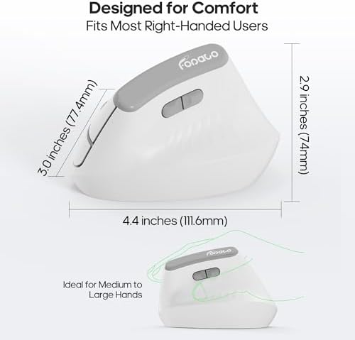 Ergonomic Vertical Mouse, Silent Wireless Bluetooth Mouse