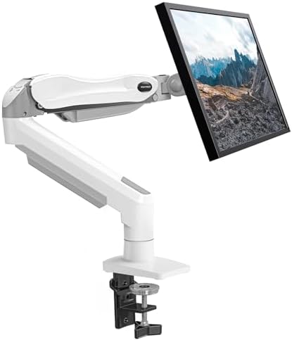 HUANUO Single Monitor Mount, 13 to 32 Inch Gas Spring Monitor Arm, Adjustable Stand, Vesa Mount with Clamp and Grommet Base - Fits 4.4 to 19.8lbs LCD Computer Monitors (Pack of 2)
