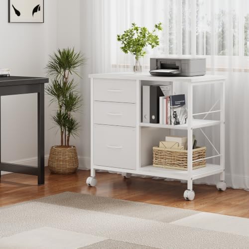 OLIXIS Mobile File Cabinet with 3 Drawers, Rolling Under Desk Storage