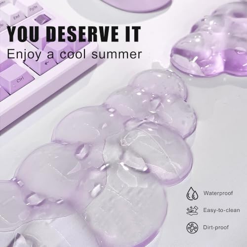 Mouse Pad with Wrist Rest, Soft Cloud Gel Keyboard Mouse Pad Set with Hand Wrist Support, Cute Non Slip Office Desk Accessories for Comfort/Pain Relief/Computer/Laptop (Purple Cloud)