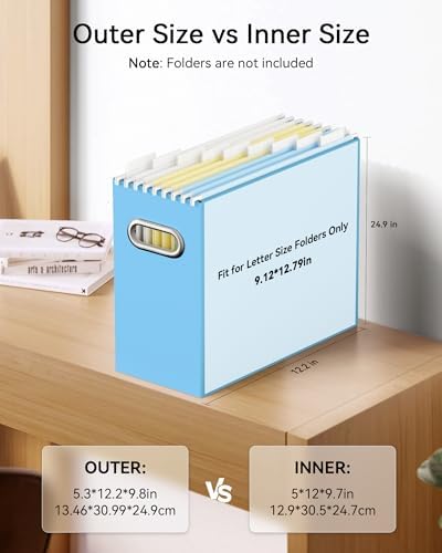 Oterri Portable Collapsible Cardboard File Box with Handle for Letter-Size