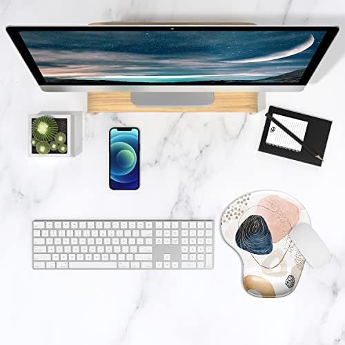ITNRSIIET Mouse Pad, Mouse Pad Wrist Support Mousepad with Wrist Rest, Mouse Pads for Wireless Mouse Ergonomic Cute Desk Decor Desk Accessories for Women, Non-Slip PU Base, Aesthetic Boho