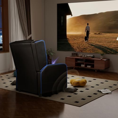 LUCKRACER Gaming Recliner Chair for Living Room Racing Style Single PU Leather Gaming Sofa for Adults Modern Game Recliners Ergonomic Comfortable Home Theater Seating, Blue