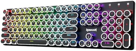 Redragon Wireless Typewriter Style Mechanical Gaming Keyboard, Black