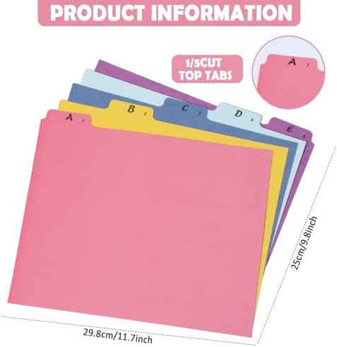 gisgfim 25 Alphabet File Guides, A‑Z Top‑Tab File Cabinet Dividers, Vibrant