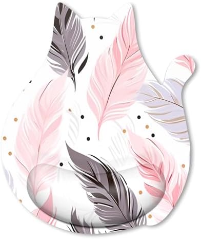 Ergonomic Mouse Pad with Wrist Rest, Cute Cat Memory Foam Padded Pain Relief Non-Slip Wrist Support Mouse Mat for Gaming Work Computer Laptop, Funny Office Supplies Desk Accessory, Plume