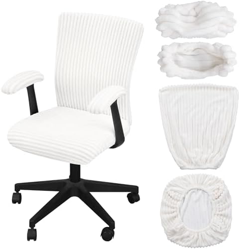 Tallew 4 Pieces Office Chair Covers Set Desk Computer, White