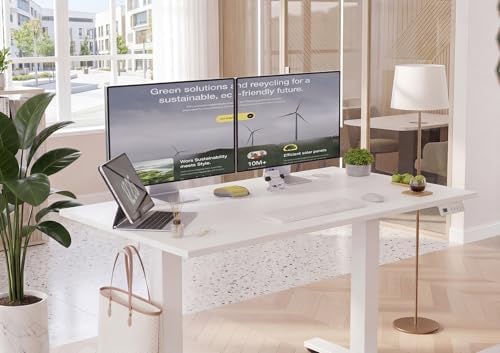 YDN Electric Standing Desk, 55x24 Inch, White