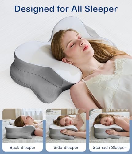 Memory Foam Pillow, 2 Heights Cervical Neck Pillow for Neck Pain Relief