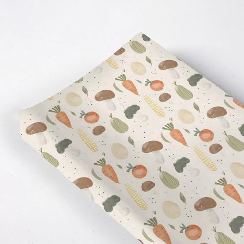 Cartoon Vegetable Mushroom Carrots Pattern Baby Changing Pad Cover, Unisex Vegetable Nursery Diaper Changing Table Pad Mat Sheet for Boys Girls-16x32