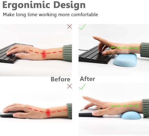 Keyboard Mouse Wrist Rest Set, Gel Ergonomic Wrist Rest for Keyboard and Mouse Non Slip Base, for Laptop, Desktop Computer, Office Desk Accessories (Blue)