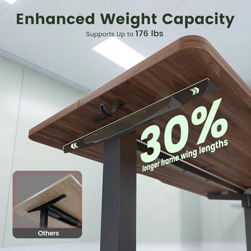 CubiCubi 48x30 Large Electric Standing Desk, 30" Deep Desktop, Black Walnut