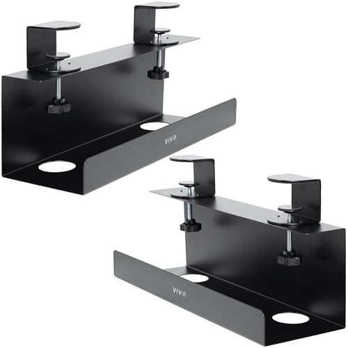 VIVO Black Clamp-on 17 in Cable Management Tray, 2 Pack, DESK-CM6L-2B