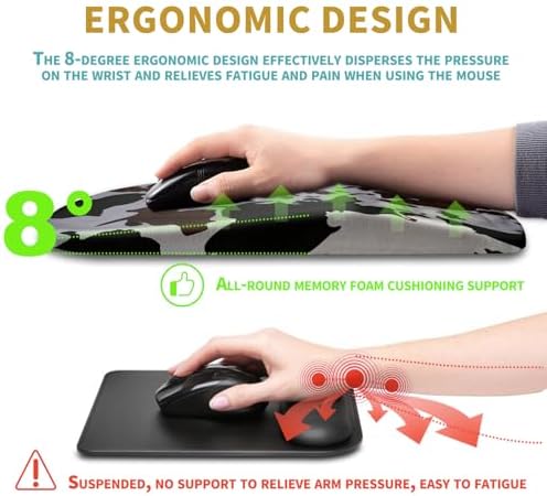 Hokafenle Ergonomic Mouse Pad Wrist Support with Massage Design, Wrist Rest Pain Relief Mousepad with Memory Foam&Non-Slip PU Base, Mouse Pads for Wireless Mouse & Desk (12x8 inch,Cow Print)