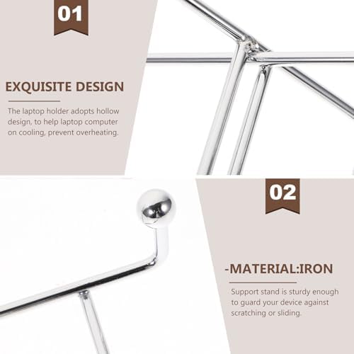 Multifunctional Iron Laptop Desk Stand with Detachable Tablet Holder 19.8x17.3x15cm for Office and Home Use
