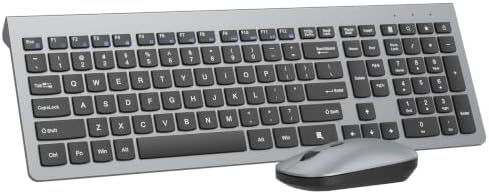 Ergonomic Ultra Slim Wireless Keyboard and Mouse Combo,2.4G Full Size,Gray